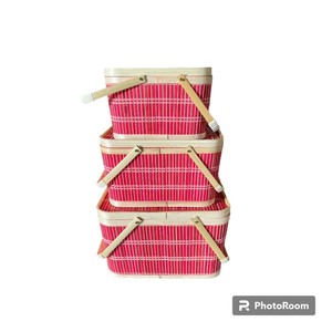 High Quality Bamboo <b>Basket</b> Natural Bamboo Lunch Box Picnic <b>Basket</b> - Product Image 5