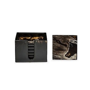 Dessous de verre en corne de noyer avec support Meilleure qualité Dessous de verre en corne de buffle naturelle pour la maison Restaurant Dessous de verre Ensemble de 6 avec support en corne - Product Image 1