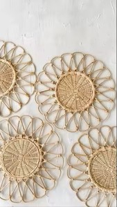 Juego de dos manteles individuales de algas marinas, juego de Decoración de mesa de mimbre bohemio, manteles individuales, decoración de pared de algas marinas naturales, manteles de mesa con flores - Product Image 4