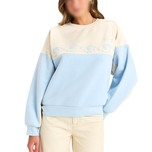 En diferentes colores de contraste, buena venta de ropa de calle para mujer, suéter de algodón con cuello redondo de doble cara y hombros caídos, sudaderas - Product Image 1