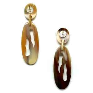 Pendientes de tuerca de disco de perla de cuerno de búfalo Vintage étnico diseño de gota colgante hecho a mano con diamante para bodas ocasiones especiales - Product Image 3