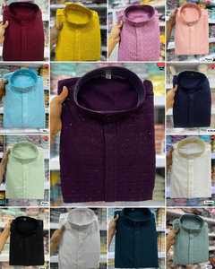 Attractive Ethnic Clothing Beautiful Color High on Demand Best Heavy Rayon <b>Kurta</b> Pajama With Chikan Work Manufacture From India - Product Image 6