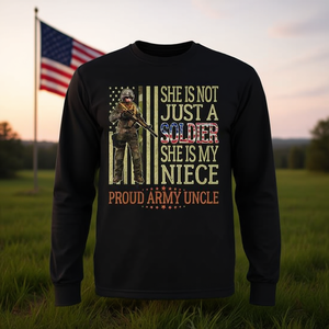 T-shirt à manches longues « Oncle de l'armée fière » – Elle n'est pas seulement une soldate, elle est ma nièce – Produit promotionnel - Product Image 3
