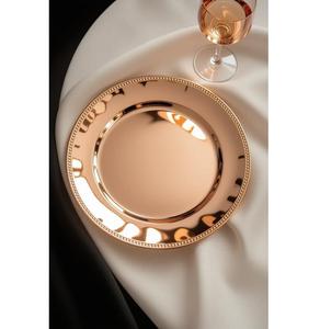 Assiette de présentation de luxe bleu cobalt brossé avec bord perlé pour décoration de table de mariage |   Assiettes de service en gros pour événements et fêtes - Product Image 6