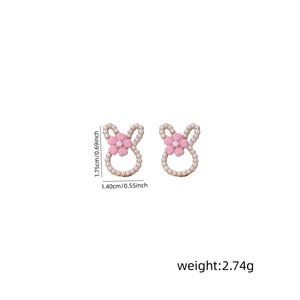 Orecchini pendenti con perla di coniglio simpatici orecchini a forma di coniglietto di fiori Easter Party gioielli regali per donne ragazze - Product Image 2