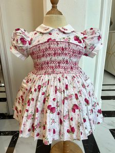 Vestido Fruncido con Estampado de Fresas, Material 100% Algodón, Hecho a Mano, para Bebés de 3 Meses a 7 Años - Product Image 2