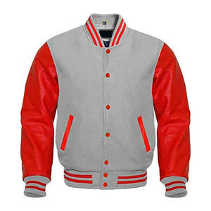 Veste universitaire de haute qualité pour hommes avec broderie personnalisée col montant manches en cuir coupe-vent veste de baseball pour hommes - Product Image 4