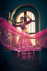 NEW DESIGN MULTI COLOR <b>LENGHA</b> CHOLI FULLY SEQUENCE WORK LAHENGHA <b>LENGHA</b> CHOLI WITH WORKED BLOUSE WEDDING CLOTHING ANARKALI - Product Image 2