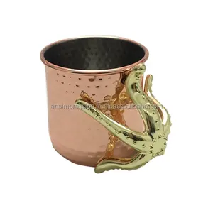 Mule Copper mug With Stylish brass handle Supplied 350ml 500ml 600ml hammered mug stainless steel moscow mule mug 2023 product