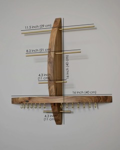 Soporte de joyería de pared de madera hecho a mano para pendientes, collares, anillos, organizador de ahorro de espacio para el hogar y el vestidor DE LA India - Product Image 2