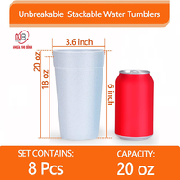 OEM/ODM Fabrika Direkt BPA İçermeyen 8'li Paket Renkli Gıda Sınıfı PP 90mm Özelleştirilebilir Bardaklar Okul Ofis İçecek Kullanımı Plastik