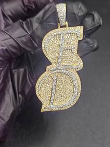 Pendentif personnalisé en argent 925 plaqué or avec initiale en lettres, style hip-hop, serti de moissanite, bijoux fins, breloques - Product Image 2