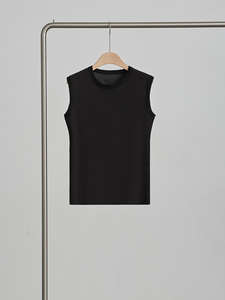 Summer Women's Fashionable Simple Solid Color Vest Base Silk Pullover Casual Satin Crewneck Short Sleeve Top Girls T-Shirts - Product Image 2