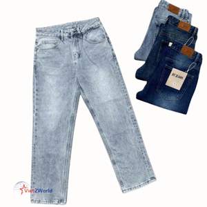 กางเกงยีนส์ผู้ชายสีเข้มลำลองขนาดกลางกลาง, กางเกงยีนส์ผ้าถักแบบถักมีหลายขนาดมีต้นกำเนิดจากเวียดนาม - Product Image 1