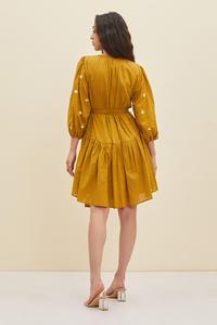 100% Polyester Women Clothing Dress Summer Vintage O-neck Slim Full Sleeves Tie <b>String</b> Neck Hem Lace Causal Short Dresses - Product Image 4