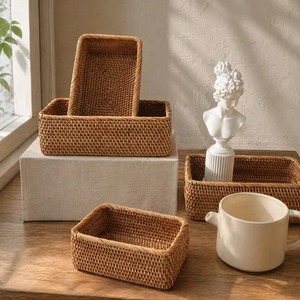 Juego de 3 Cestas Ovaladas de Ratán con Borde Trenzado, Hechas a Mano, Ecológicas, Almacenamiento Natural, Modernas, Multifuncionales, Artex Green Earth, Hechas en Hanoi - Product Image 5