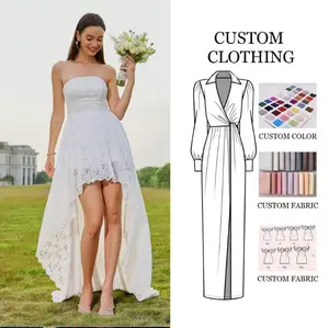 D&M Summer New Lace white wedding dress Fashion Simple Elegant Solid Sleeveless Slip Tub Formal Bride Wedding Banquet Dress