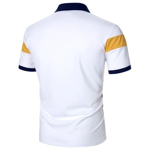 เสื้อโปโลแขนสั้นผู้ชายสีตัดกันลายประกบการออกแบบเสื้อสตรีทแวร์ลําลองแฟชั่นผู้ชายเสื้อโปโลปก - Product Image 3