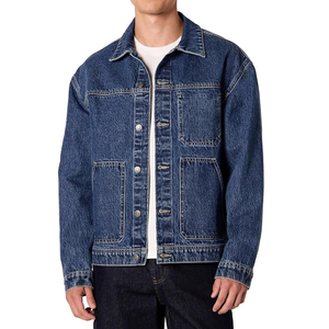 แจ็คเก็ตยีนส์สีน้ำเงินขนาดกลางสำหรับผู้ชาย ทรงยืดหยุ่น น้ำหนักเบา สวมใส่สบาย เหมาะสำหรับใส่เป็นเสื้อคลุม ท่องเที่ยว และใส่ในชีวิตประจำวัน - Product Image 1