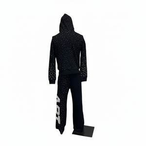 Ensemble de survêtement décontracté d'hiver avec strass et broderie pour hommes et femmes, 100% coton molletonné 450 GSM, écologique et respirant - Product Image 6
