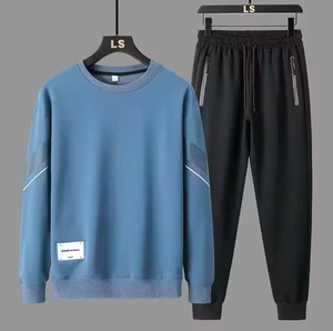 Traje deportivo de otoño para hombre, sudadera informal, jersey de sudadera, conjunto de 2 piezas, Sudadera de cuello redondo de talla grande, chándal elegante para hombre - Product Image 3