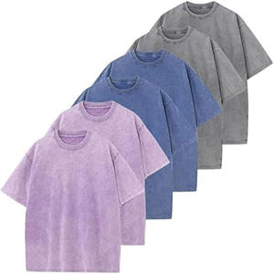 OEM y ODM Hombres Lavado ácido Impresión Vintage Street Wear Camisetas de gran tamaño Tela de punto Diseño en blanco Lavado ácido Color Camiseta - Product Image 6