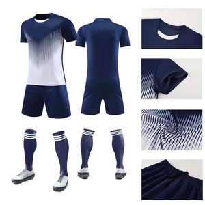 Custom Football Kit <b>Men's</b> Breathable Quick Dry Lightweight Anti-Bacterial <b>White</b> Navy Gradient Jersey <b>Shorts</b> Set Training Autumn - Product Image 1