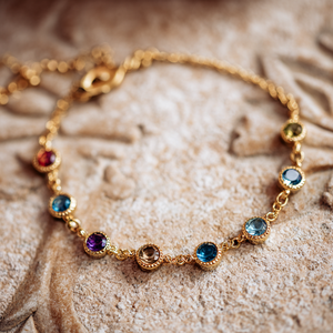 สร้อยข้อมือเพทายสีรุ้งหลากสีเครื่องประดับทองเหลืองตามสั่งผู้ผลิต OEM ODM - Product Image 2