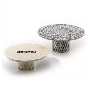 Juego de forma redonda de soporte de pastel de madera de dos colores diferentes, soporte de pastel de madera de diseñador clásico hecho a mano de calidad superior - Product Image 1