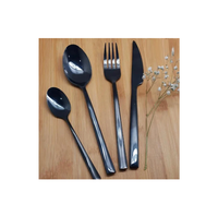 Miroir 7PCS Couverts Couteau Cuillère Fourchette Argenterie Moderne Noir Mat Ensemble de Couverts en Acier Inoxydable pièce