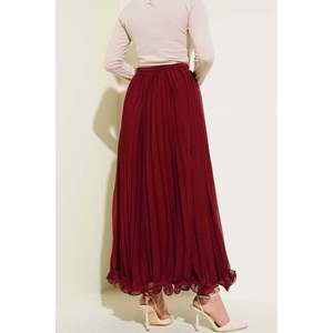 กระโปรงจีบผ้าชีฟองมีซิปเอวเบอร์กันดี - Product Image 2