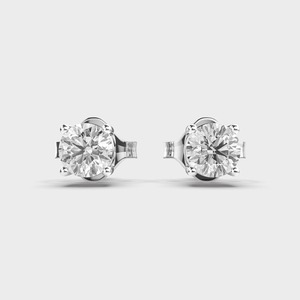 Pendientes de Diamantes Redondos Brillantes Cultivados en Laboratorio con Certificación IGI, Pendientes de Diamantes Solitarios de Plata de Ley 925 - Product Image 1