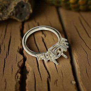 2025 Round Double Accented Sterling Silver Ring Setting Pre Notched Blank Ring For 8mm <b>Stones</b> DIY Blank Jewelry Making Supplies - Product Image 5