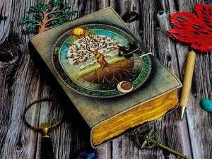 Logo personnalisé A5 Journal en spirale en cuir véritable arbre de vie planificateur organisateur selle couture couverture souple Style fil à coudre cadeau - Product Image 3