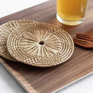 Vietnam Handicrafts Woven Round Rattan <b>Drink</b> <b>Coaster</b> <b>Coaster</b> Cup Mat for Kitchen Hotel Wicker Placemat Plate Charger - Product Image 1