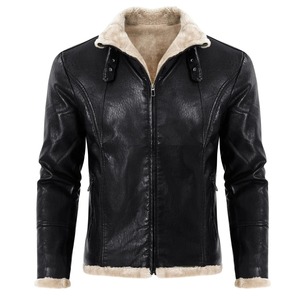 Automne/hiver nouveau cuir hommes solide manteau en cuir fourrure une pièce veste épaissie revers manteau de qualité supérieure - Product Image 1