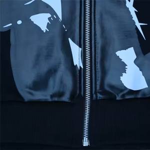 Custom Streetwear Heavy Weight <b>Black</b> Rhinestone <b>Hoodie</b> with Embroidery & Printing Custom Logo Unisex Oversize <b>Mens</b> Zip-Up <b>Hoodie</b> - Product Image 6