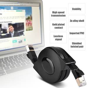 Cable Ethernet CAT 7, retráctil CAT7 RJ45 600MHz Cable de red LAN blindado con parche Cable Ethernet plano - Product Image 4