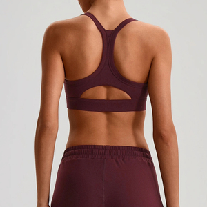 Seamless Nylon Spandex Racerback Plaid Sports <b>Bra</b> Women High Support Eco-Friendly Breathable Fitness Training Yoga Activewear - Product Image 6