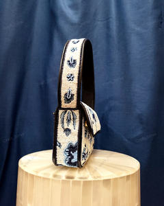 Bolso de Hombro con Cuentas de Palmera, Bolso de Noche Azul Marfil Hecho a Mano en India, Bolso de Fiesta Tropical de Lujo para Mujer, Bolso de Verano - Product Image 3