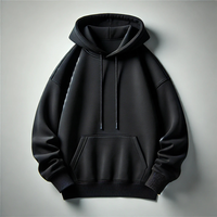 Sweat à capuche long unisexe en polaire polyester/nylon noir brodé de qualité supérieure, écologique, élégant, durable, imperméable et doux pour l'hiver