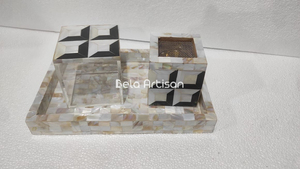 Brûleur Bakhoor moderne avec dôme en verre Base incrustée de nacre - Product Image 2