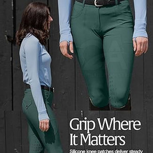 Pantalones de equitación para mujer con agarre en la rodilla, antideslizantes, deportivos, pantalones de equitación completos, pantalones deportivos Jodhpur y Breeches personalizados - Product Image 5
