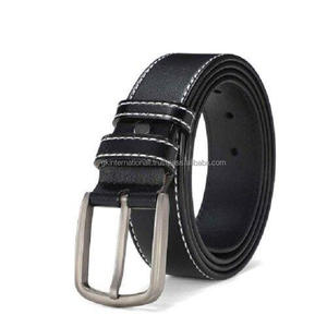 การออกแบบส่วนบุคคลเย็บความคมชัดที่ทําด้วยมือหนังวัวหนังสีดําเข็มขัดลําลองสําหรับผู้ชายในราคาขายส่งจากโรงงานโดยตรง - Product Image 3