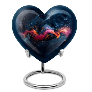 Brise céleste 10 pouces bleu mémorial souvenir urne Style américain en forme de coeur urne pour les cendres humaines urnes funéraires cendres - Product Image 1