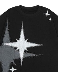 Camiseta Personalizada para Hombre, Negra, con Estampado Gráfico de Estrella, Estilo Urbano, de Algodón, Manga Corta, Corte Holgado, Informal, Moderna - Product Image 4