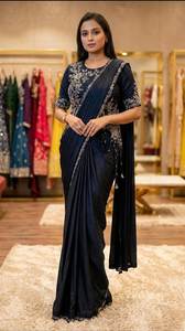 Sari Negro de Diseñador para Mujer, Colección Premium para Cócteles y Bodas - Product Image 2