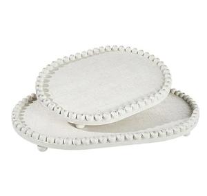 Bandeja de barra de metal de forma redonda irregular con asas elegantes Bandeja para servir alimentos Mesa decorativa chapada en oro con tamaño personalizado - Product Image 2