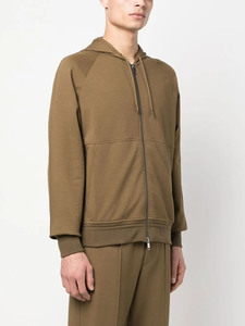 Veste zippée solide à manches longues avec capuche de couleur marron avec logo personnalisé de marque pour hommes hiver pour hommes - Product Image 3
