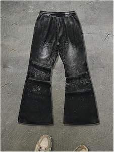 Pantalons cargo vêtements pour hommes Pantalons de survêtement évasés lavés avec fermeture à glissière et cordon de serrage Pantalons de jogging empilés avec poches - Product Image 3